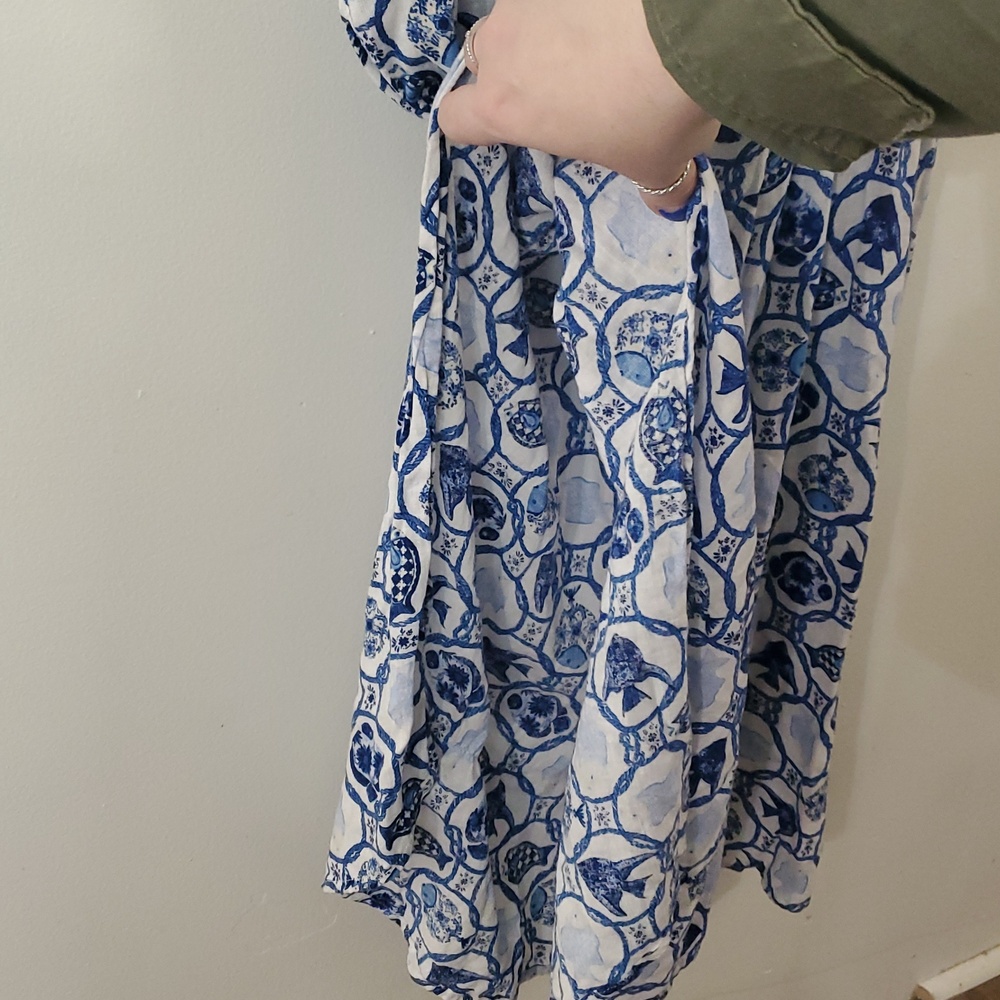 Isaac Mizrahi Womens Fish-Themed Linen Blend Midi Dress Beach Cover-Up Size Lg - Picture 3 of 13